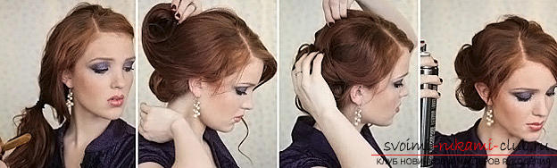 Tips for creating an evening hairstyle for medium hair, double beam-roller "Gibson" with your own hands. Picture # 4