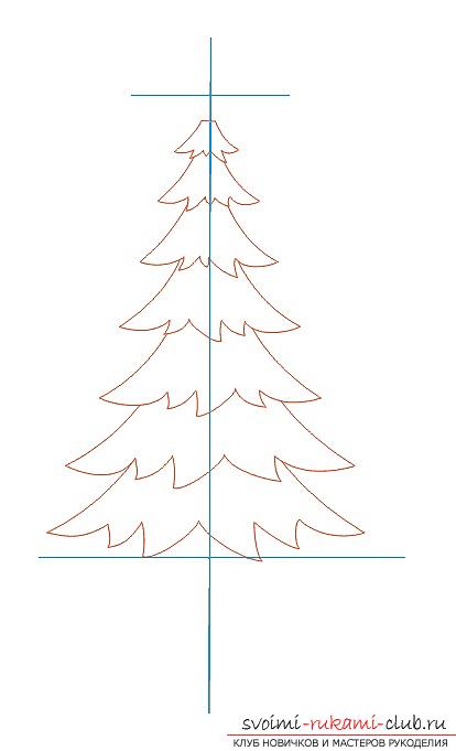 How to draw a Christmas tree with a pencil, a phased photo drawing and a description of the process. Photo Number 9