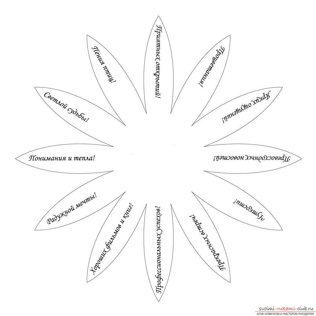 Този подробен мастър клас на занаятите, направени от хартия със собствените си ръце с снимка и описание ще ви научи как да направите маргаритка с желания .. Снимка # 4