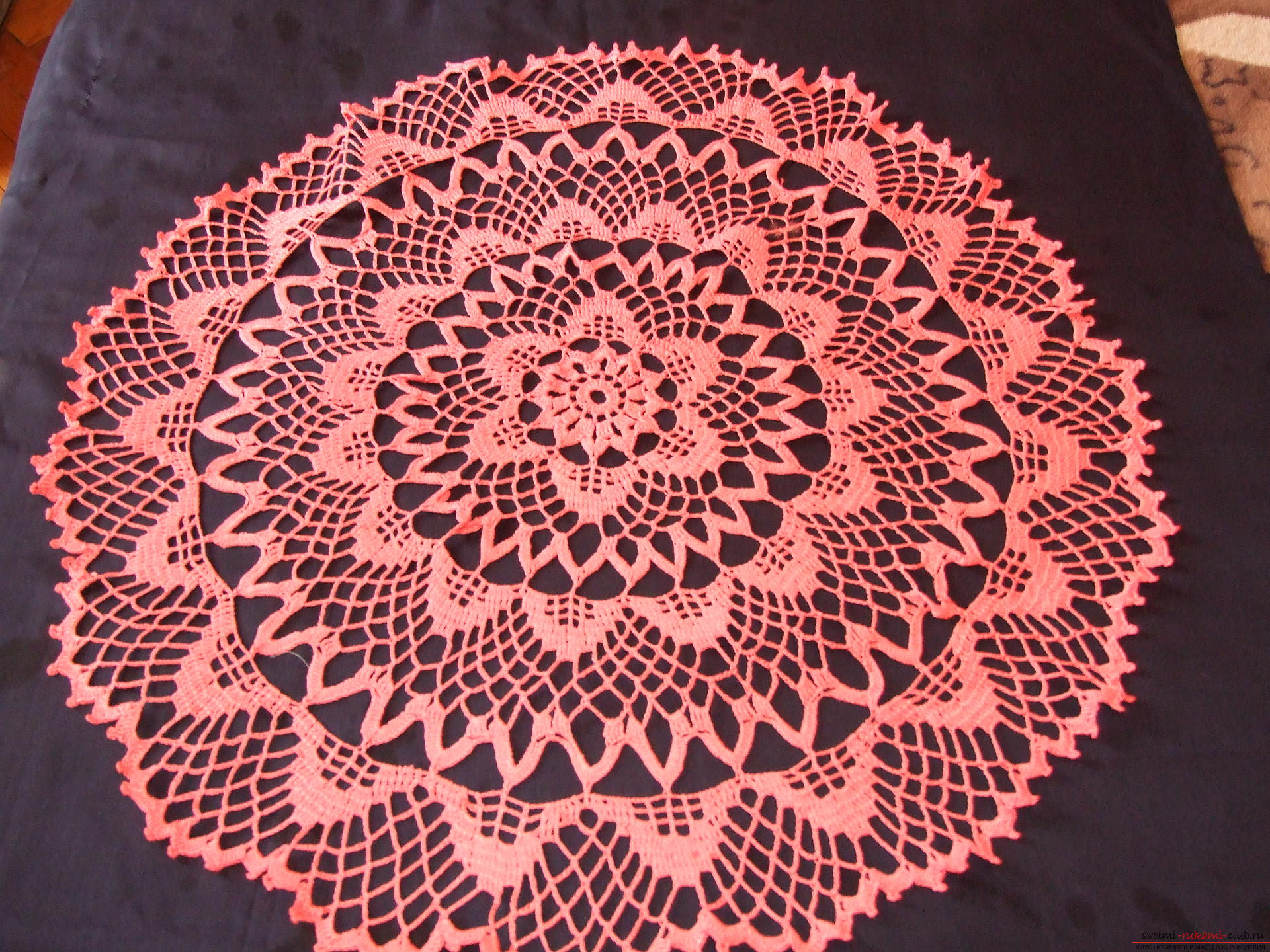 Bright coral tablecloth. Photo №4