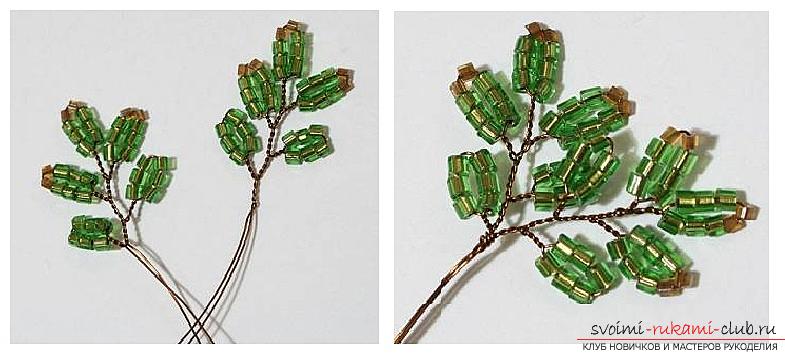 How to weave from beads and wire a New Year's, snow-covered or decorated Christmas tree with their own hands, step-by-step photos and a detailed description. Picture №10
