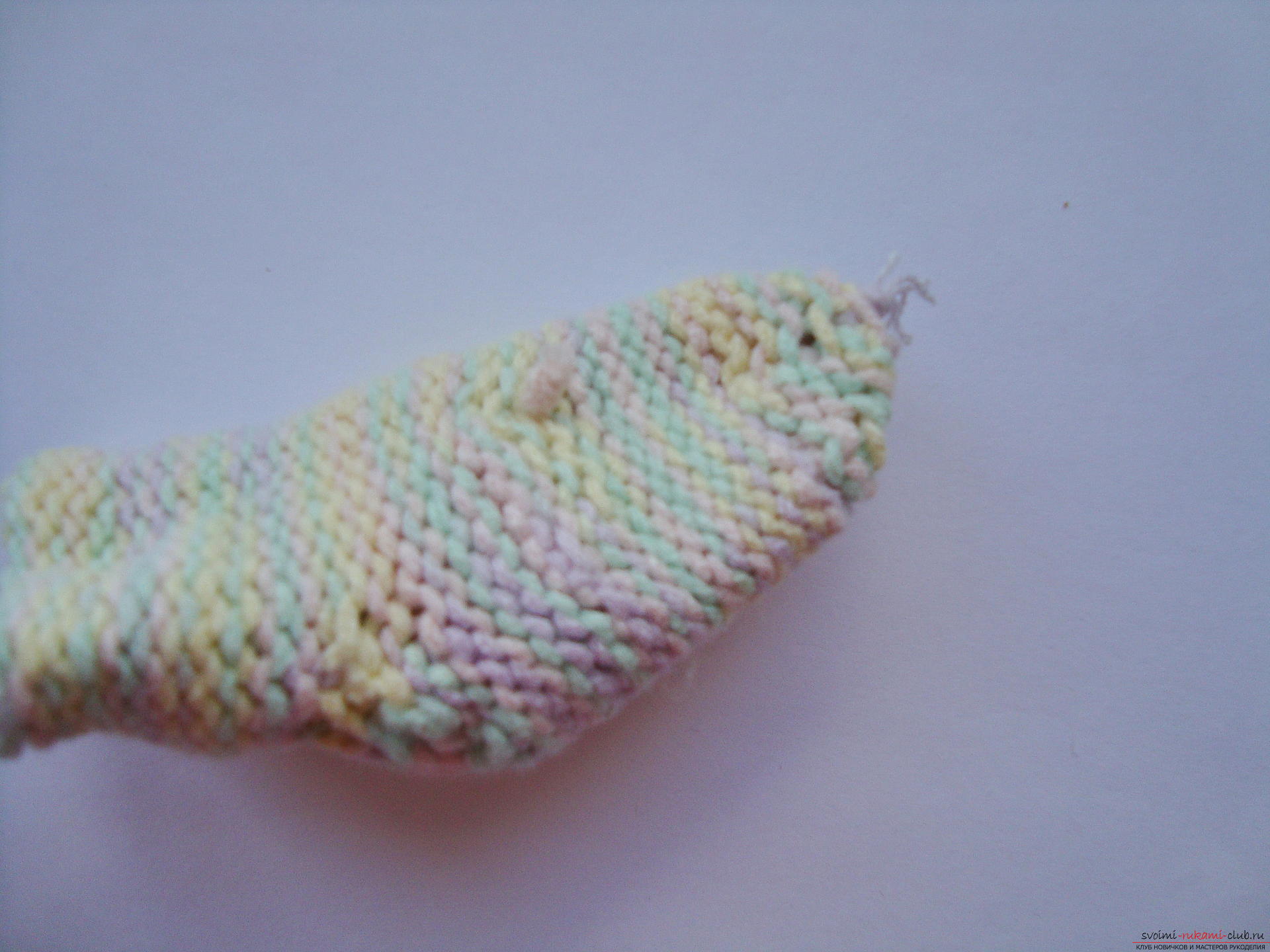 Knitted socks knitted on toothpicks - step by step instruction. Photo №13