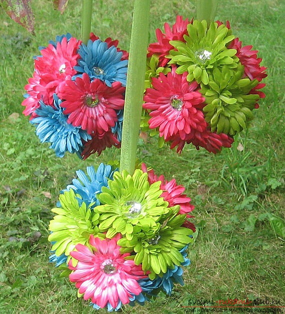 a flower balloon, a wonderful composition of flowers with your own hands. Photo №1