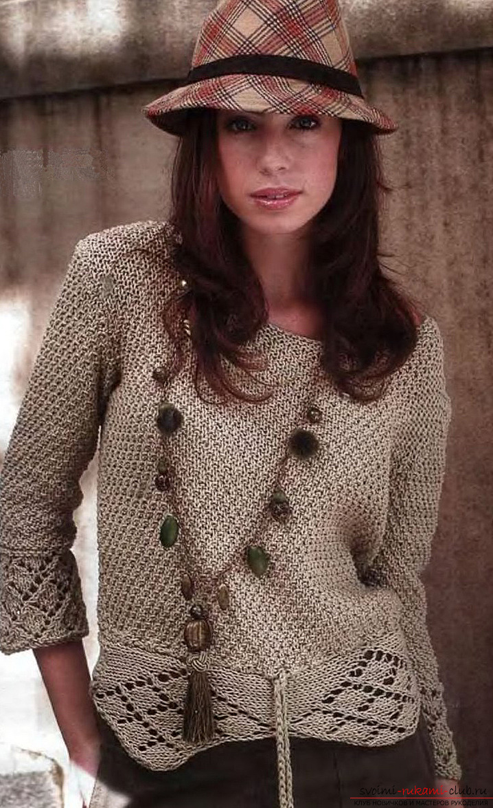 knitted sweater with a pearl pattern. Photo # 2