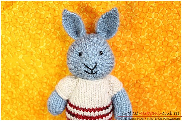 We knit a bunny with knitting needles. Photo №7