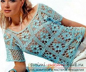 Diagrams and detailed description of knitting of summer openwork blouses for women, photo of finished products .. Photo №8