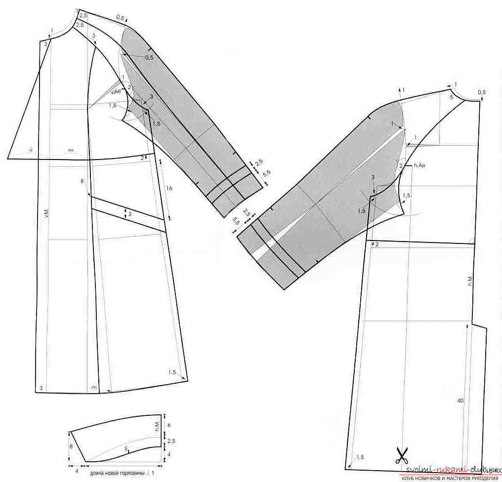 How to carve and sew a coat with a one-piece sleeve. Photo №5
