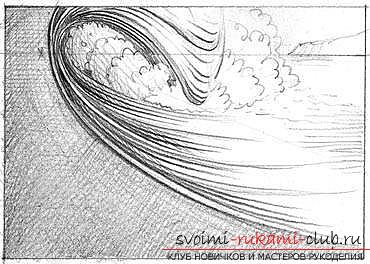 Lesson of drawing a sea wave. Picture №10