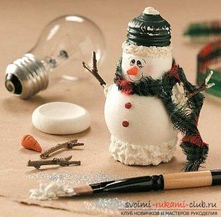 Make a snowman and snow composition for the New Year 2016 with your own hands. Photo №8
