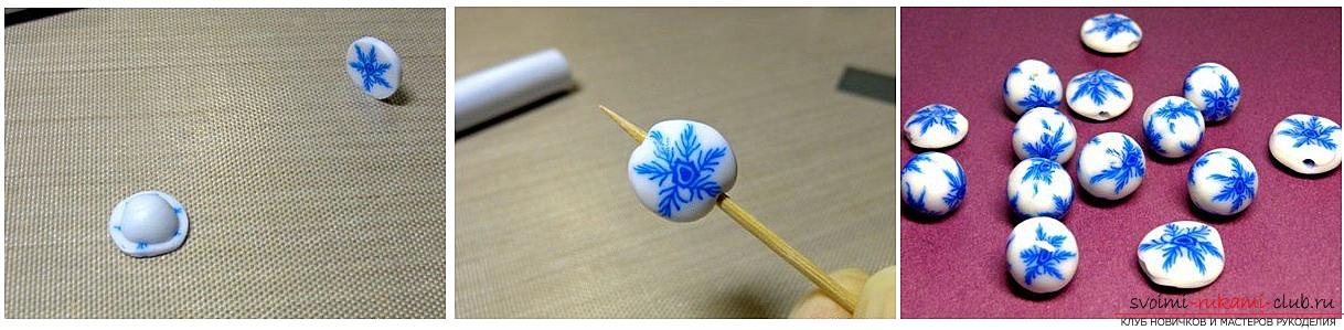 How to make beads with snowflakes from polymer clay in the technique of cane, step-by-step photos and description. Photo №7
