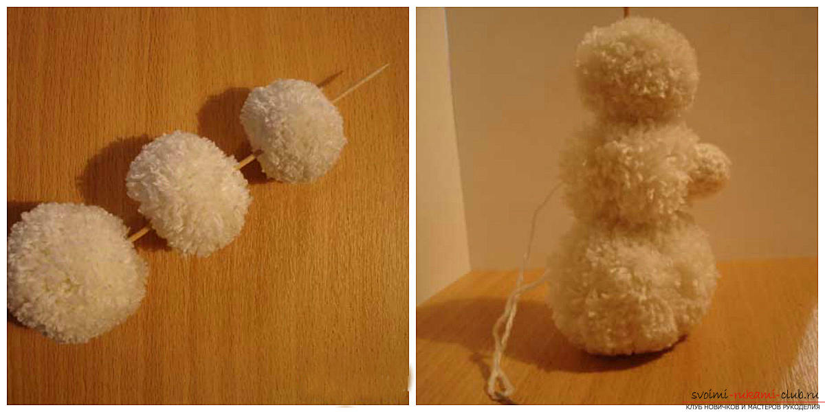 Nový rok sněhulák se svými rukama, jak vyrobit sněhuláka, silvestrovské řemeslo s rukama, sněhulák vyrobený z polymerové hlíny, sněhulák vyrobený z látky, sněhulák vyrobený z žárovek .. Foto č. 2