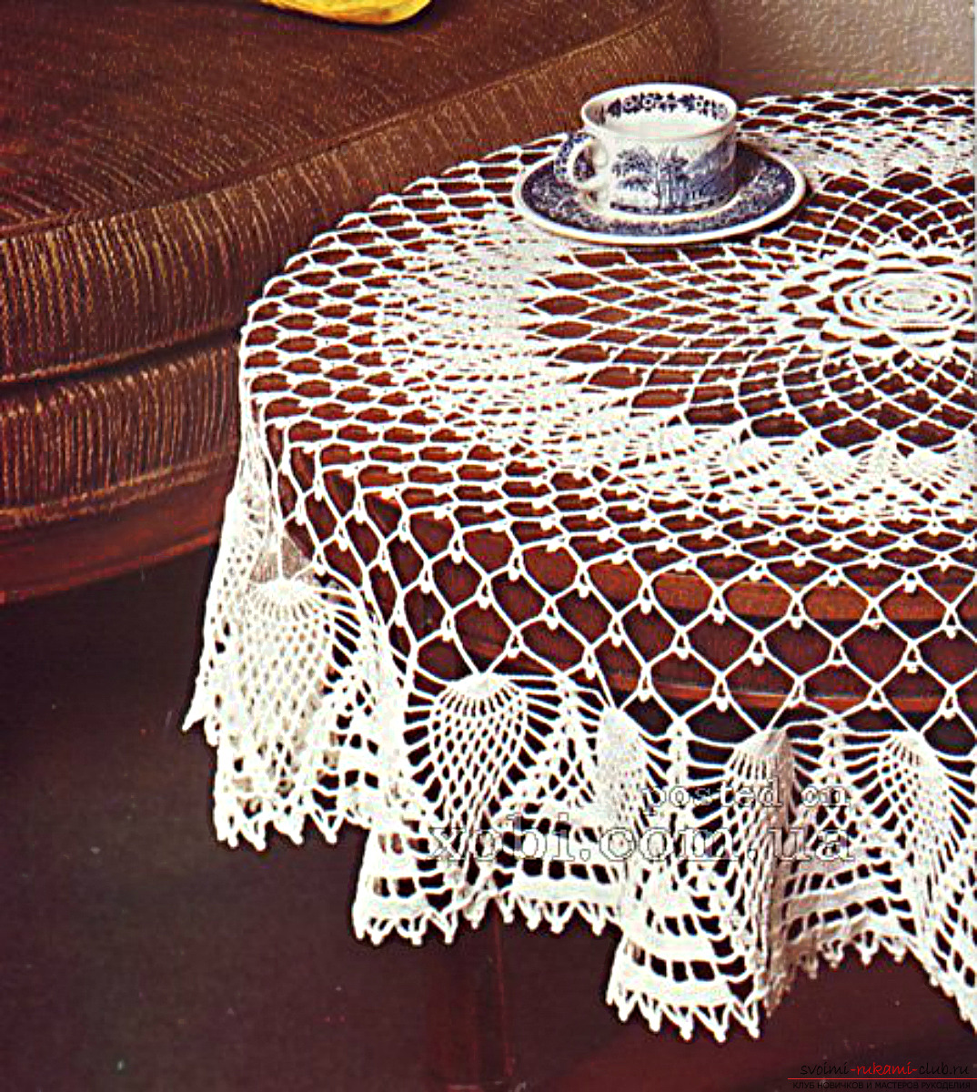 crocheted tablecloth for kitchen table. Photo №1