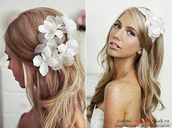 How to perform a beautiful wedding dress on medium hair with your own hands. Photo №8