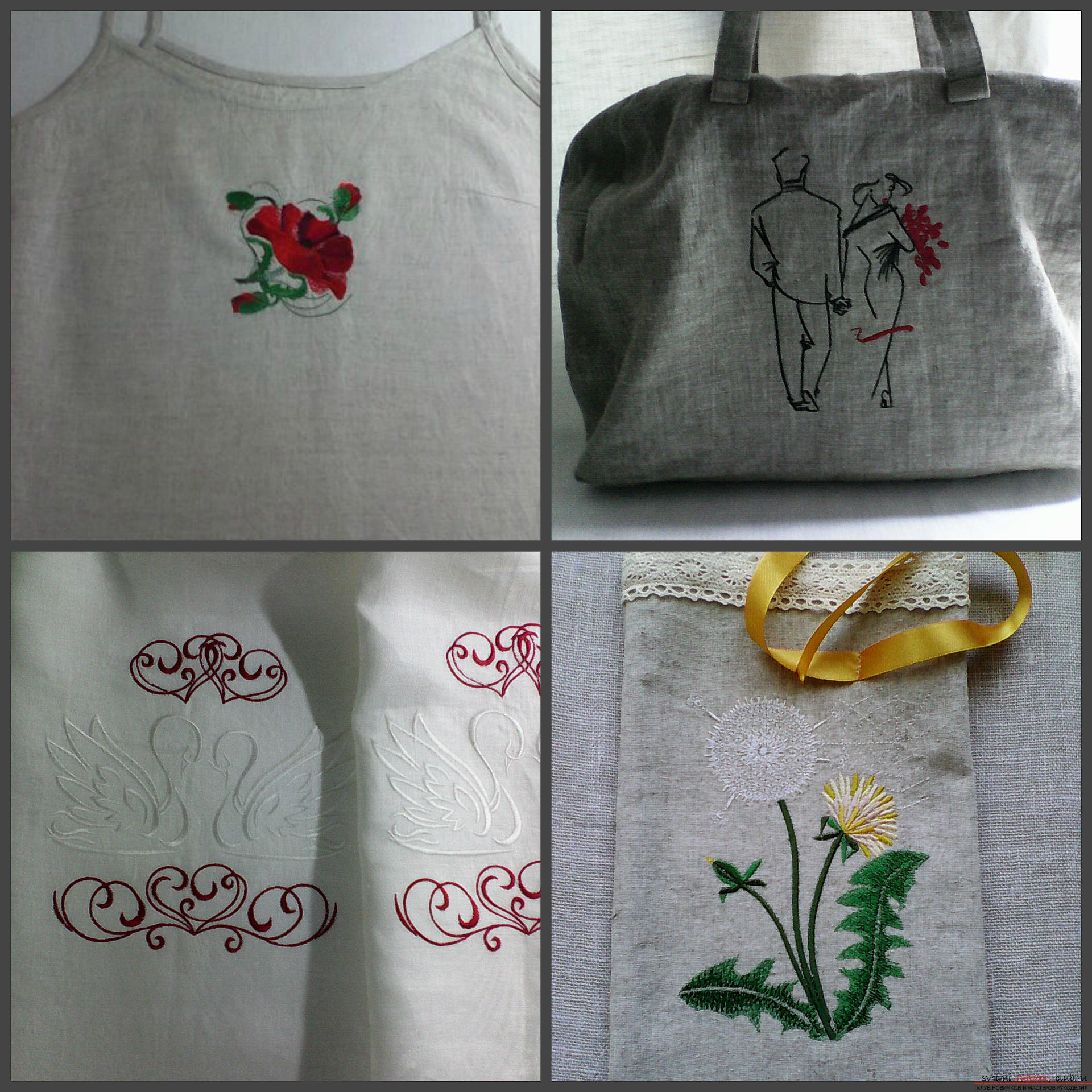 Machine embroidery on natural textiles. Photo №1