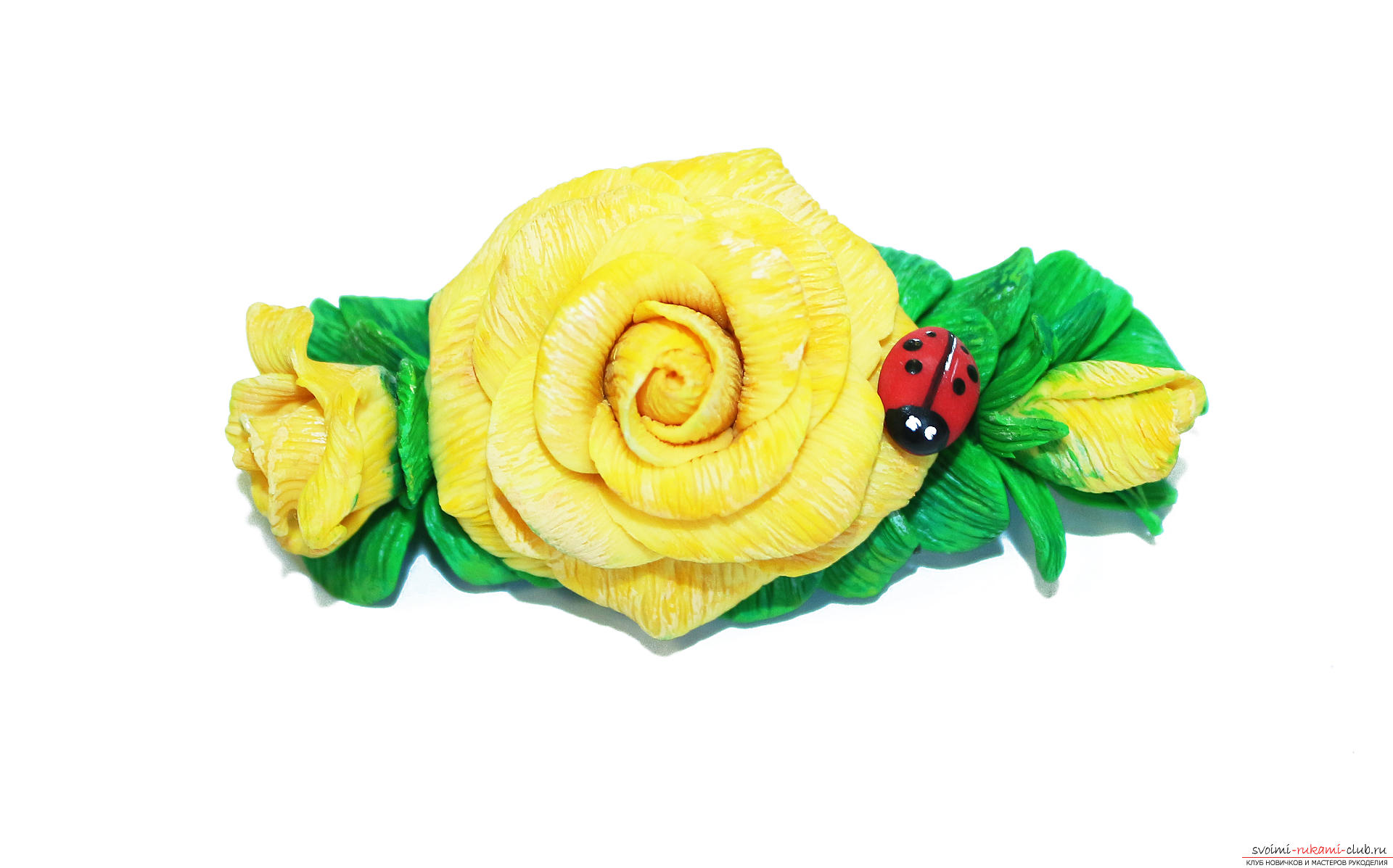 This detailed master class with a photo and description will teach you how to make your own flowers from polymer clay for a hair clip .. Photo №44