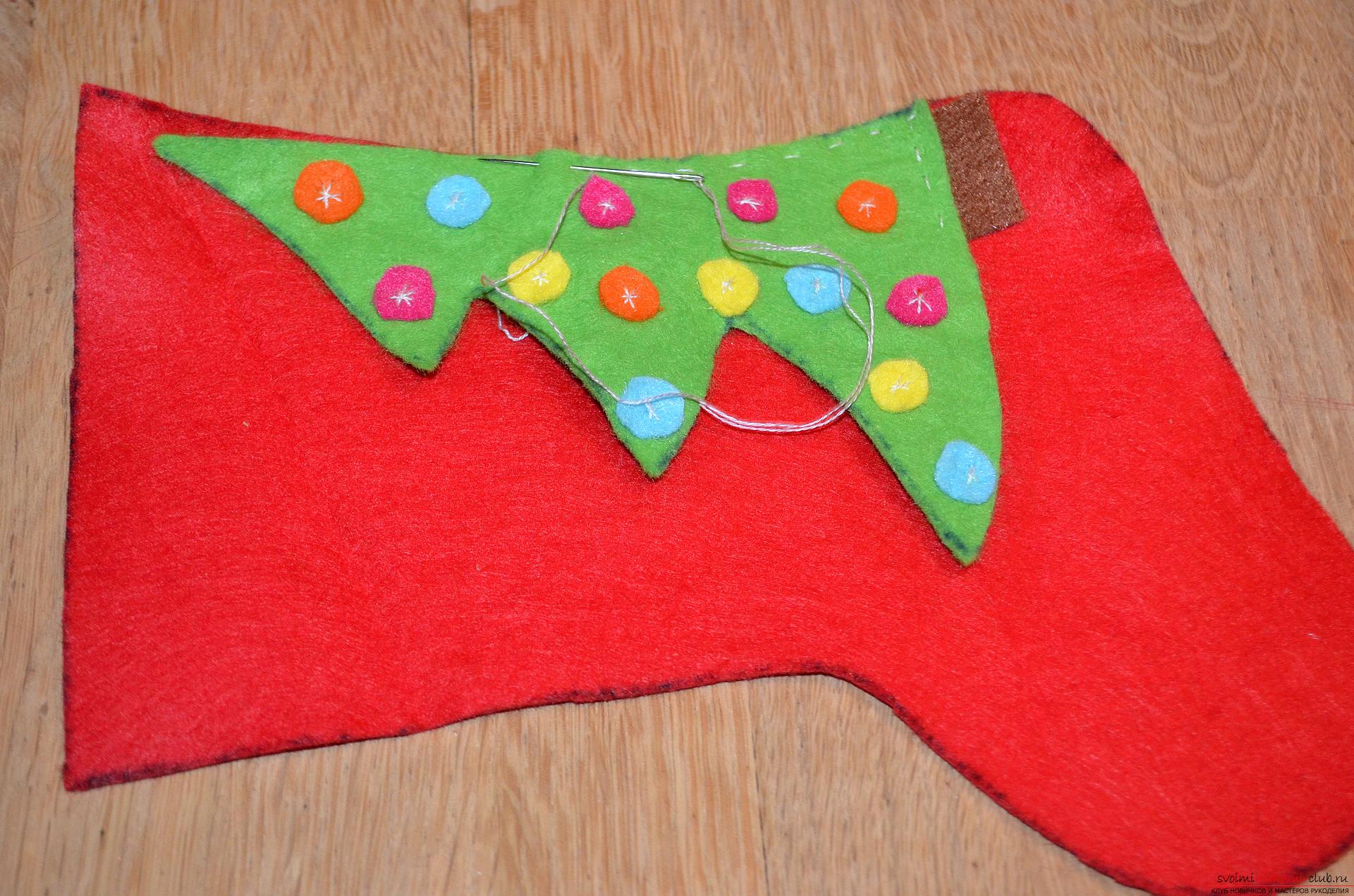 A lesson on making a Christmas boot made of felt with your own hands. Photo Number 9
