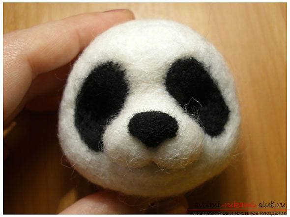 Felting panda out of wool for beginners, master class and photography. Picture №3