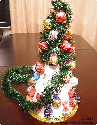 New Year tree with their own hands, a Christmas tree made of fabric, how to make a New Year tree with their own hands, a Christmas tree made of candy, master classes on making Christmas trees. Photo # 32