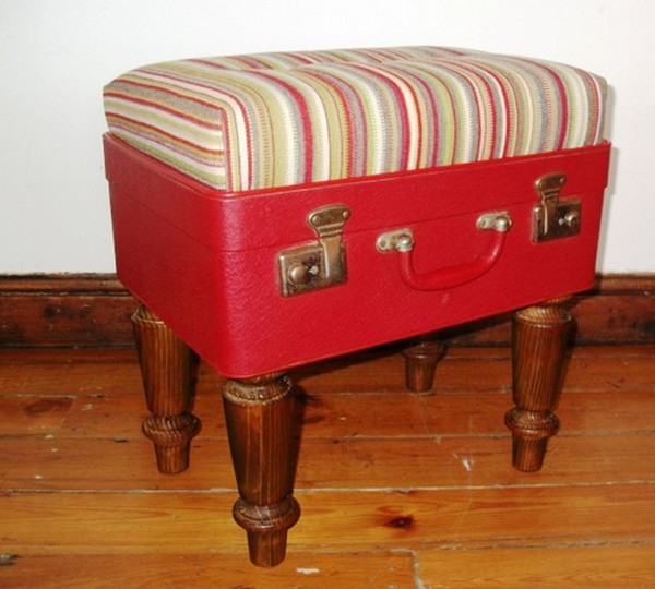 Ottoman from an old suitcase
