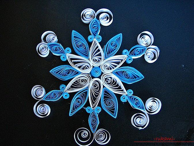 Scheme of a unique quilling snowflake. Photo №1