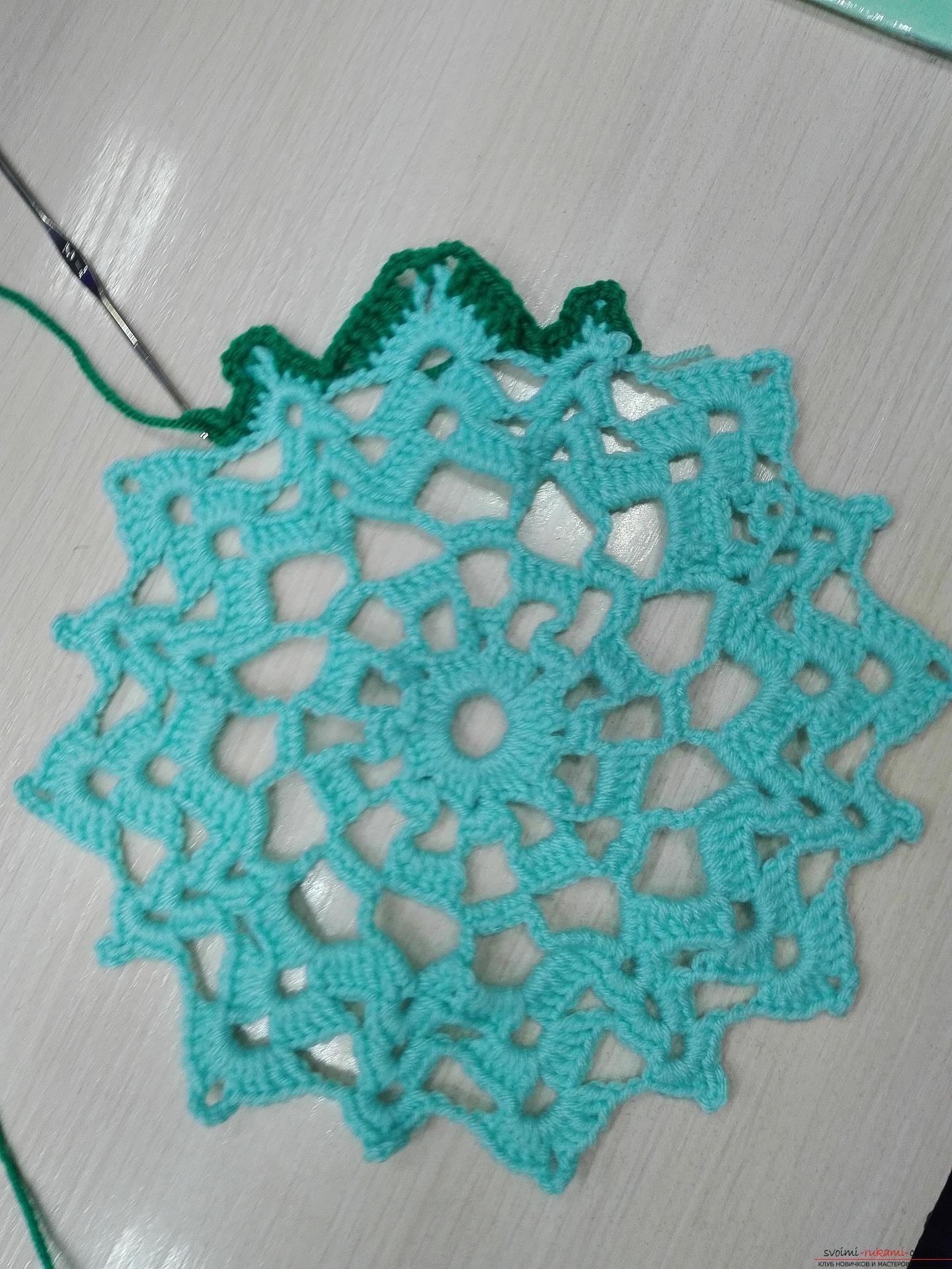 A master class on crocheting an openwork napkin will be clear even for beginners. Photo Number 18