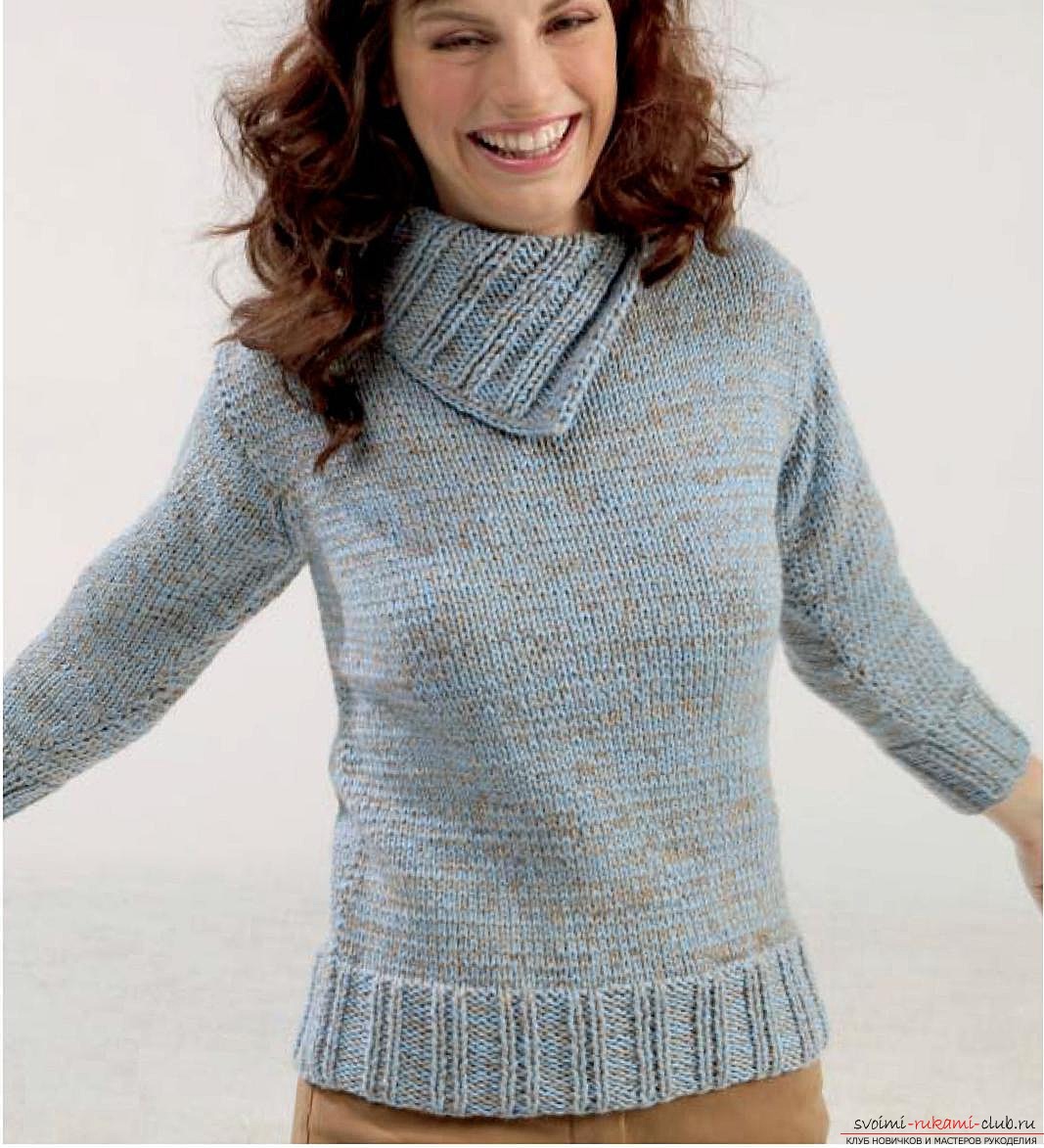 knitted knitting needles beautiful female jumper. Picture №3