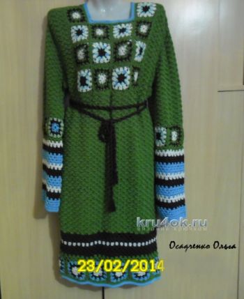 Crochet dress with motifs grandmother's square