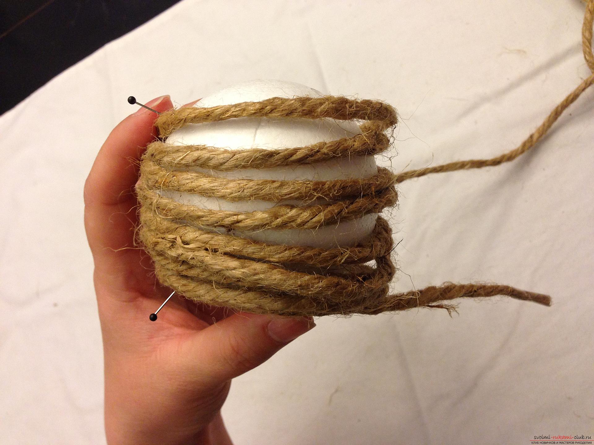 Marine themes in the decoration of the room, the production of the original element in the form of a decorative knot of twine .. Photo # 3