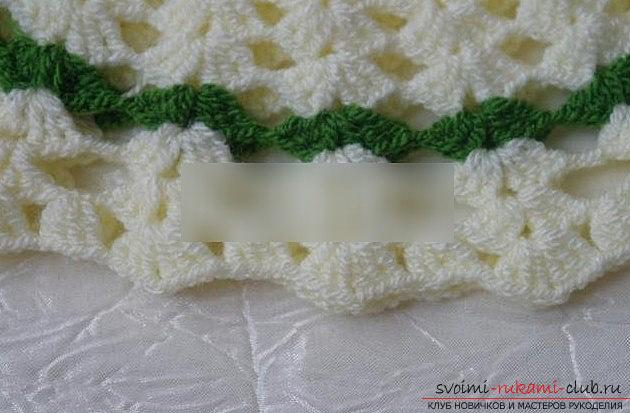 Openwork knitting of a dress with a pattern