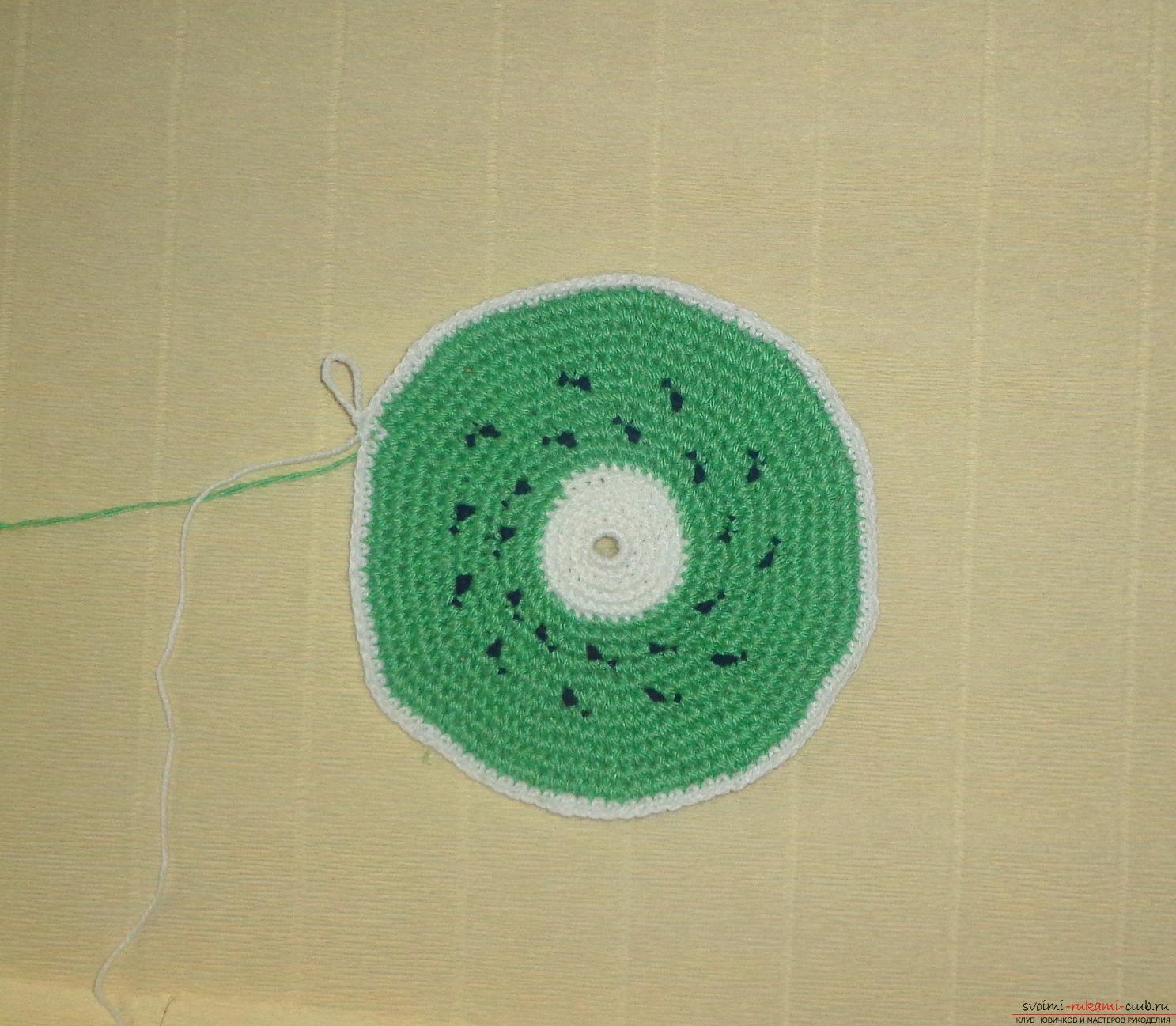 Crochet crochet lesson for hot Kiwi with a description of steps and photos. Photo №6