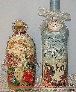 Home decoupage of the New Year's bottle from the cellar - the idea of ​​a master class. Picture №3