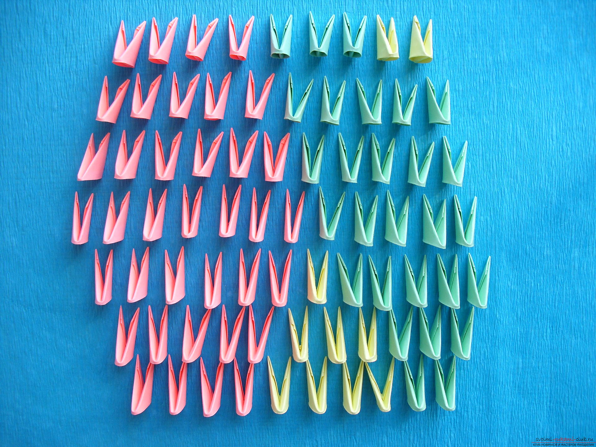 Deze masterclass vertelt je hoe je een ambacht maakt in de techniek van modulaire origami .. Foto # 5
