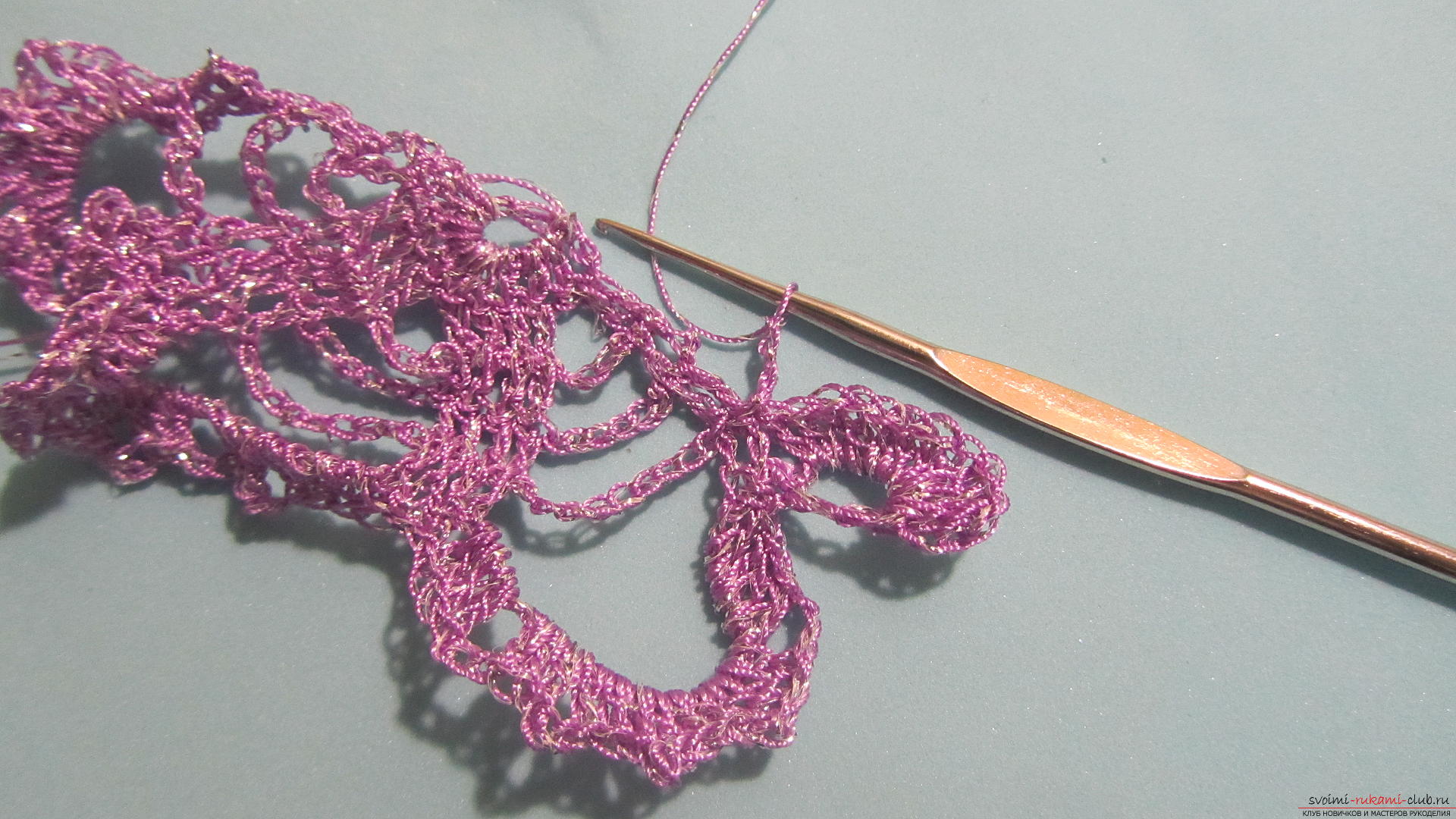 This master class with a descriptive scheme will teach how to crochet a ribbon lace .. Photo # 31