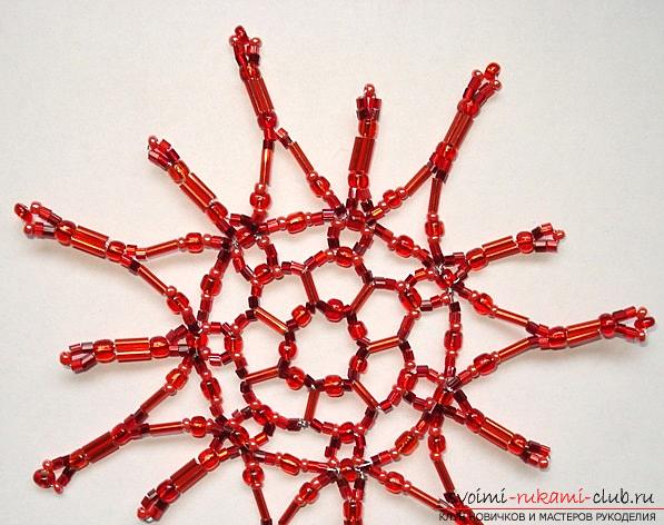 Master classes on weaving snowflakes, free schemes, step-by-step photos, job description. Photo №1