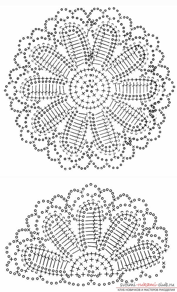 Crochet crocheted shawls in chamomile, detailed outline. Photo # 2