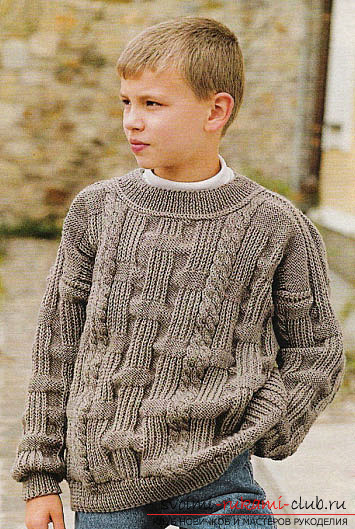 knitted knitting sweater with an interesting design for the boy. Photo №1
