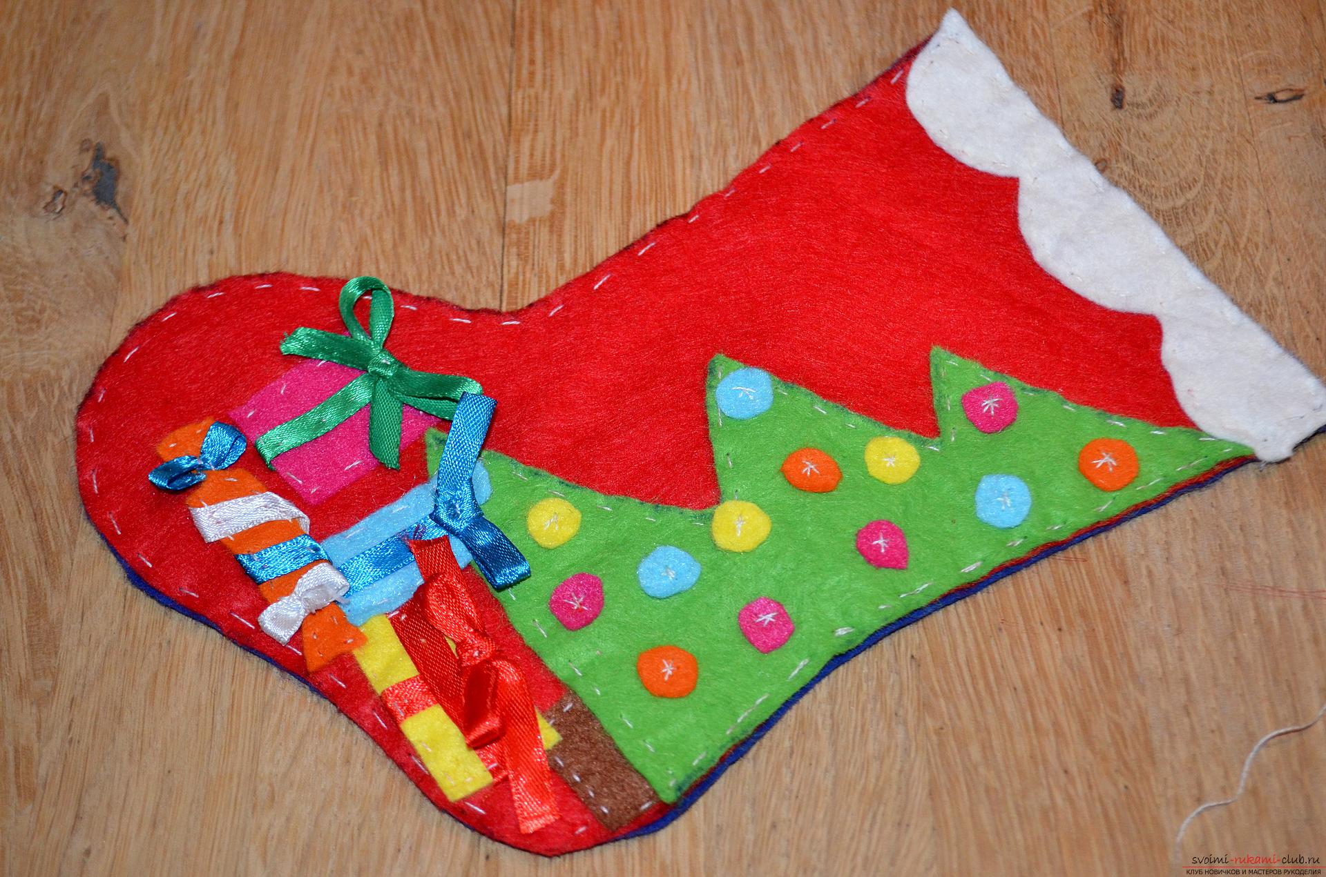 A lesson on making a Christmas boot made of felt with your own hands. Photo number 15