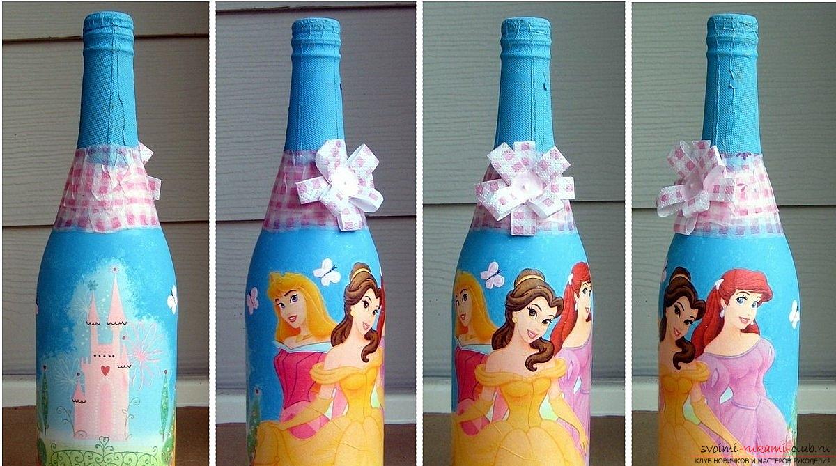 Decoupage bottles with normal napkins. Photo №4