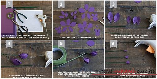 Flowers with their own hands, how to make a flower of paper with their own hands, flowers from corrugated paper, tips, recommendations, step by step execution instruction .. Photo # 15