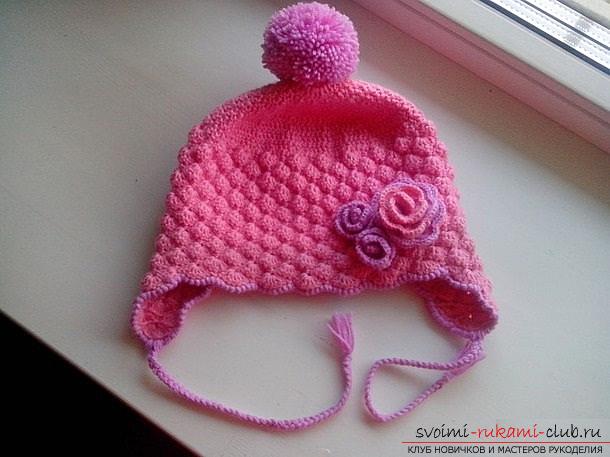 How to crochet an autumn hat for a girl of 3 years old, schematics and description for work, a photo of a ready-made cap. Photo №1