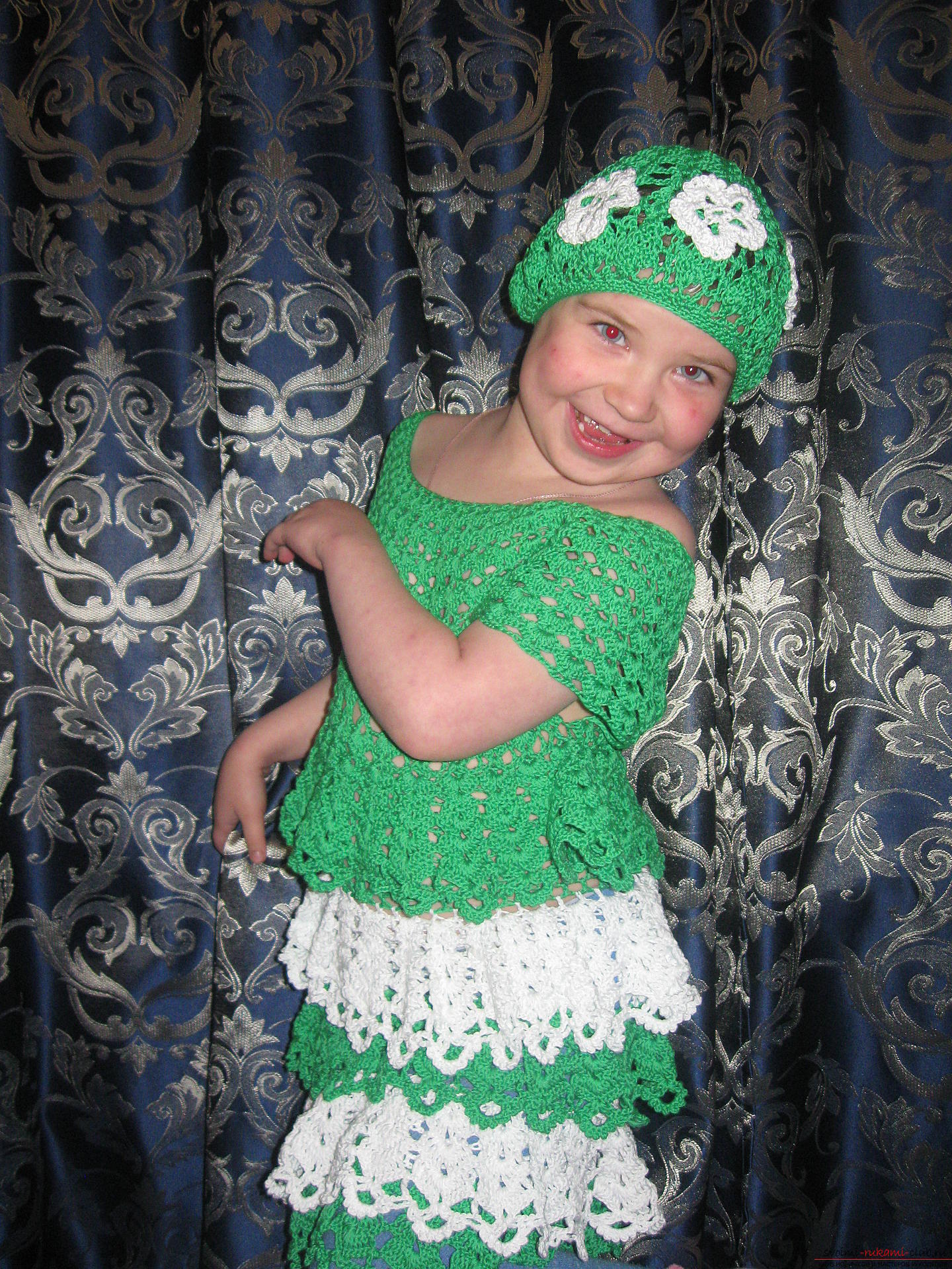 Dress and beret from children's cotton. Photo №1