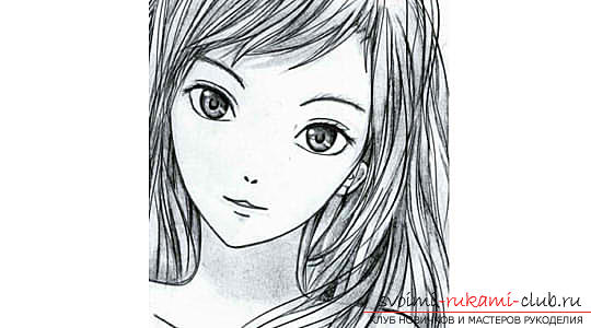 Малювання особи дівчини в стилі аніме. фото №1