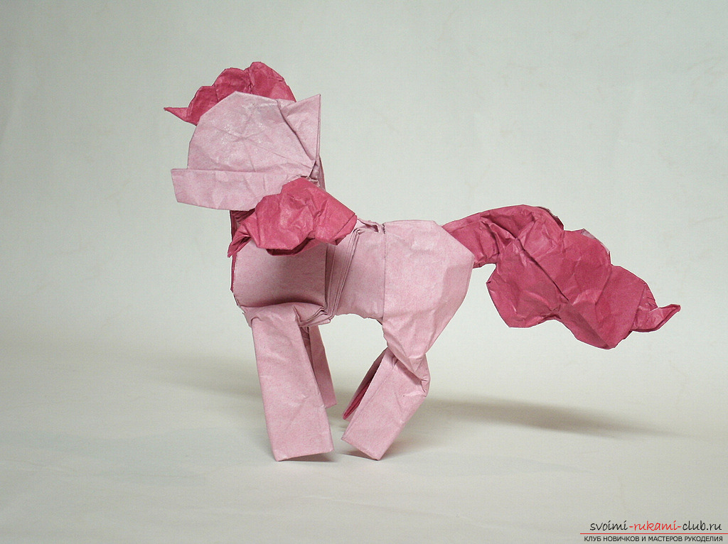 Hoe een roze pony te maken. Regeling en foto's voor origami dier door eigen handen .. Foto # 2