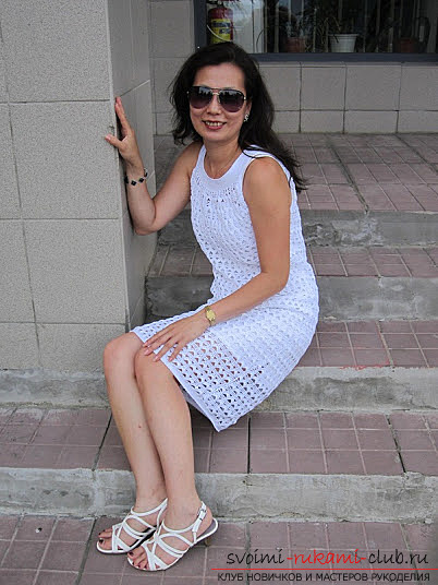 White cocktail dress crocheted. Photo №7