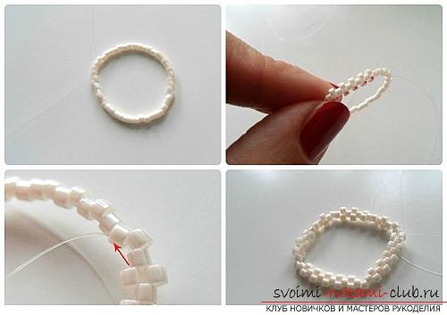 How to weave from beads, lessons with step-by-step photo creation of beautiful bracelets for beginners, tips and instructions for beading. Photo # 2