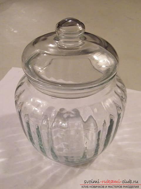 Masterclass met stapsgewijze foto's, hoe een glazen pot met polymeerklei te versieren .. Foto # 1