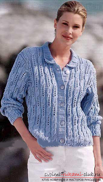 A beautiful women's jacket: we knit knitting needles with a pattern. Photo №6