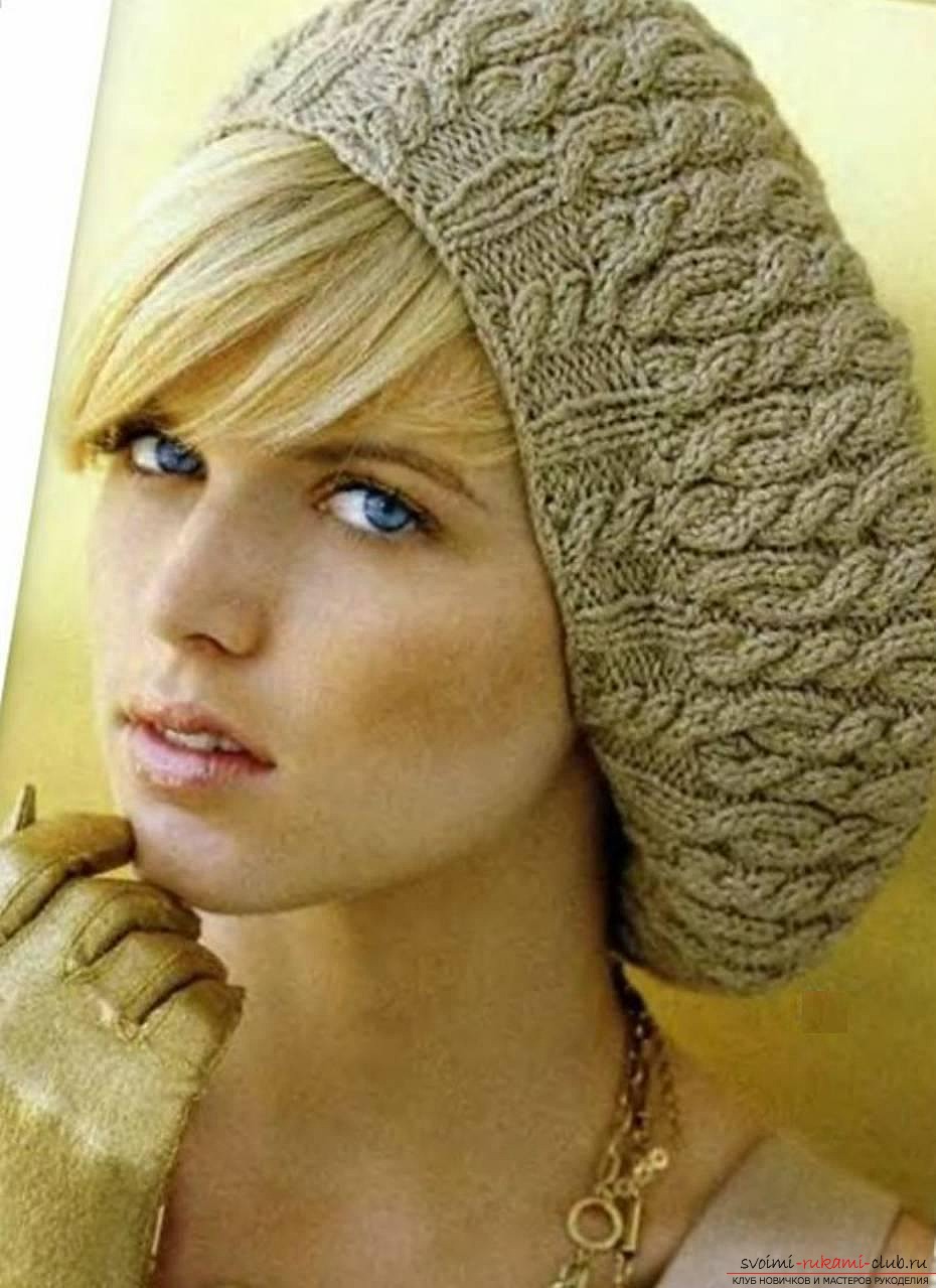 knitted needles universal female beret. Photo №4