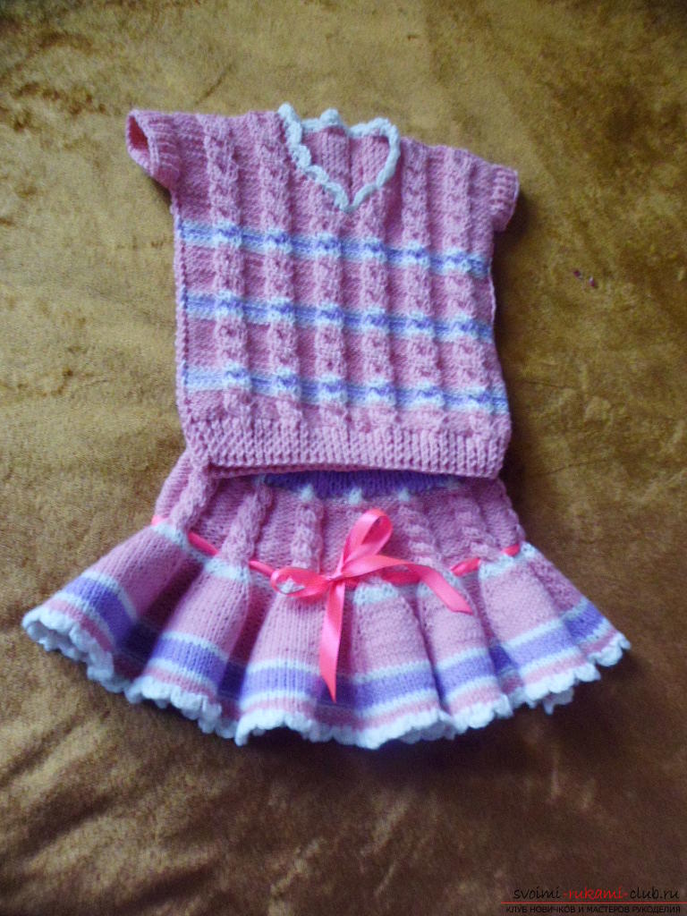 Purple knitted kit with braids for the girl. Photo №1