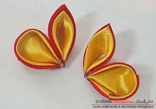 Three free master class to create butterflies from satin ribbons in Kansas technique .. Photo # 29